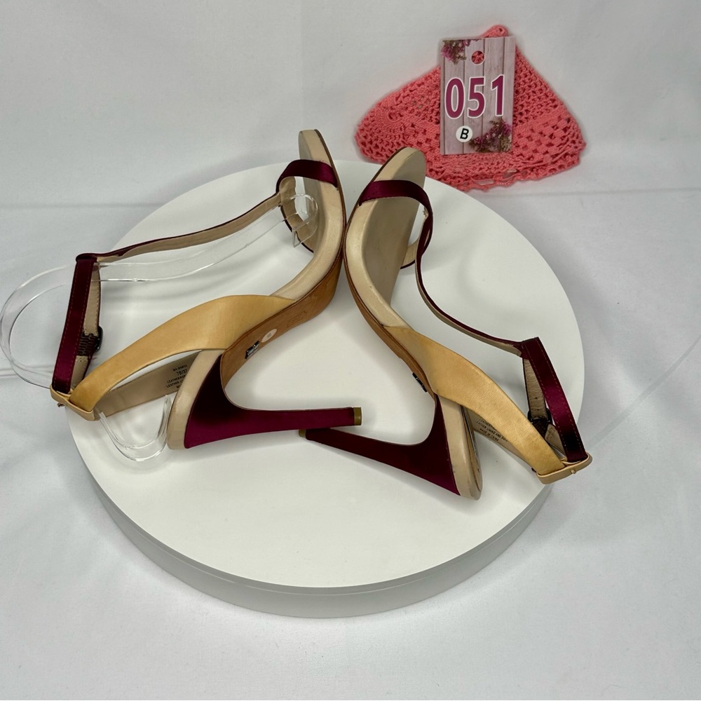 BCBGMAXAZRIA Ma-Danya Leather Angle Strap Slingback Heels Size 7B/37 - Picture 10 of 16
